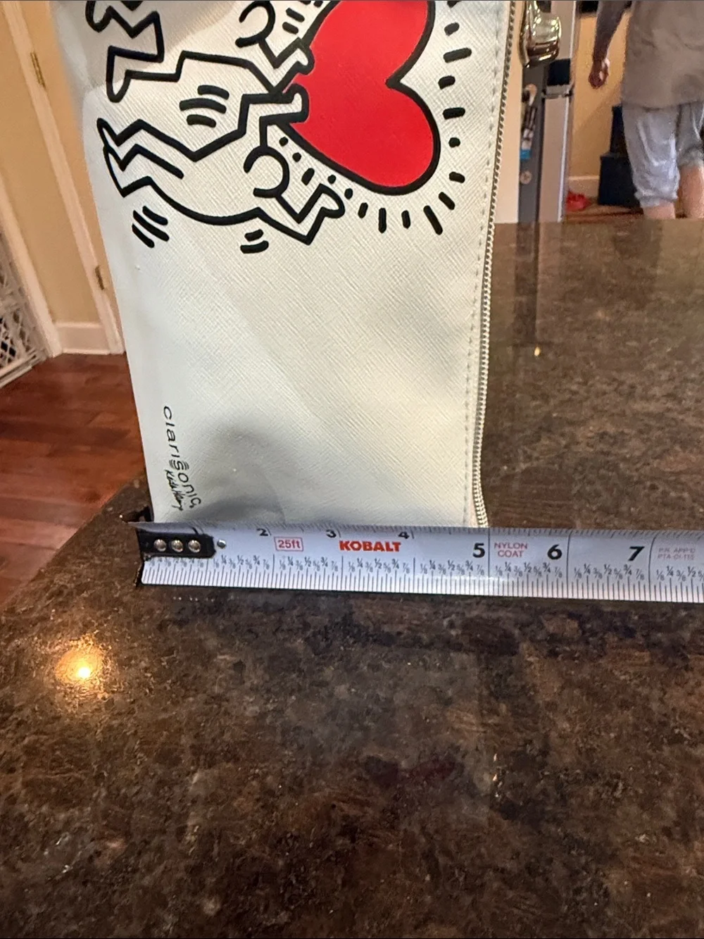 Clarisonic White Cosmetic Pouch with Red Heart Keith Haring Design